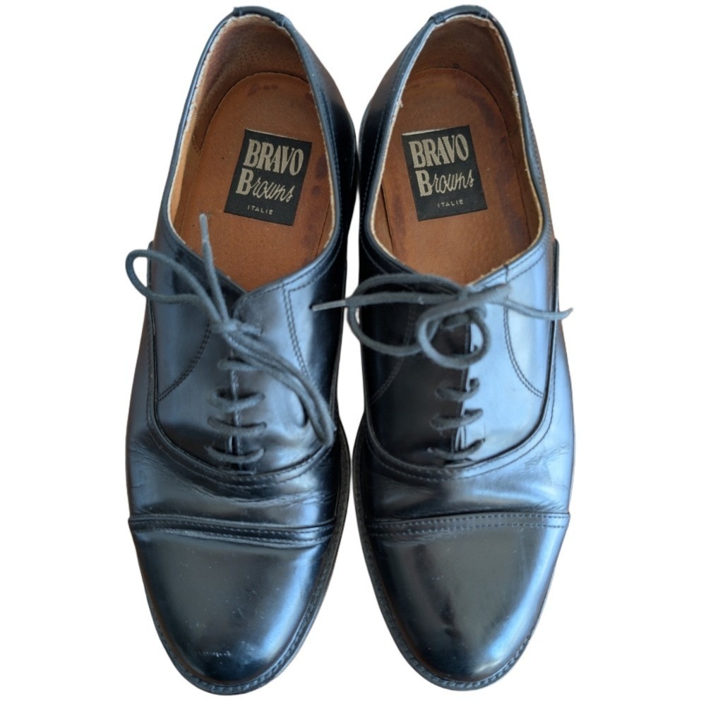 Bravo Browns 43 Black Patent Leather Dress Shoes‎ Plain Toe Derby
